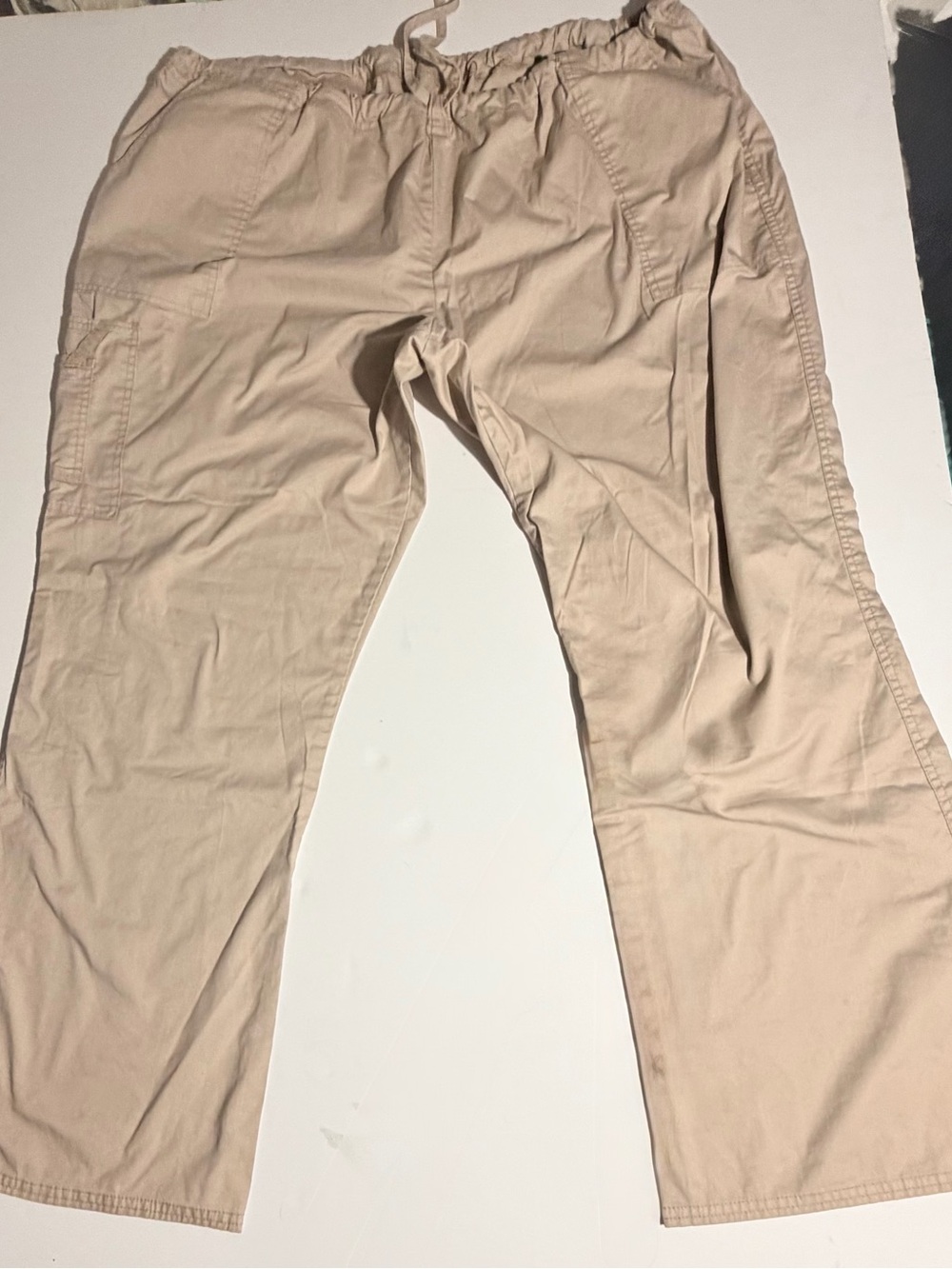 Cherokee Women’s Scrub Wide Leg Drawstring Cargo Style Pants in Khaki